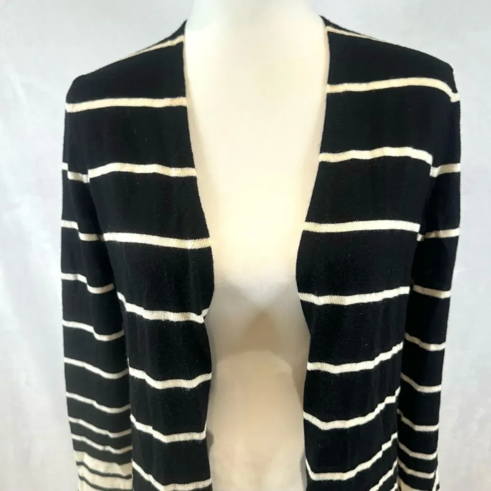 J. McLaughlin 100% Italian merino wool black & white cardigan sweater size small